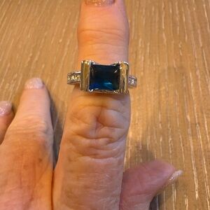 Elegant Aqua color stone and Silver Women's Ring